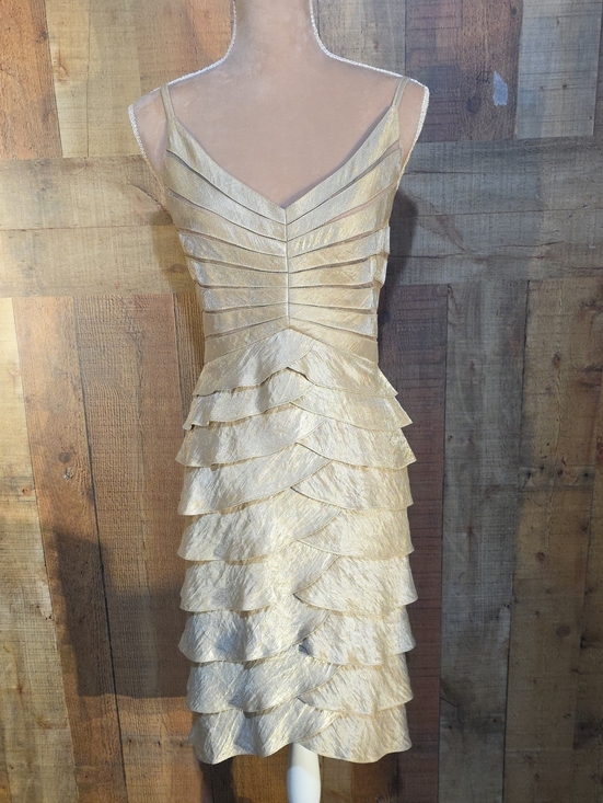 Adrianna Papell Dresses & Skirts - Adrianna Papell Shimmery Ivory Tiered V-Neck Mini Dress